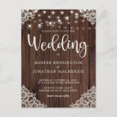 Rustic Wood String Lights Wedding Uitnodiging Briefkaart (Voorkant)
