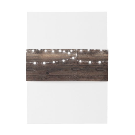 Rustic Wood String Lights Wedding Uitnodigingen Wikkel (Achterkant Voorbeeld)