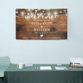 Rustic Wood String Lights Wedding Welcome Spandoek (Beurs)