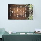 Rustic Wood String Lights Wedding Welcome  Spandoek (Beurs)
