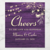 Rustic Wood String Lights Wedding Wine Label Wijn Etiket (Enkel label)