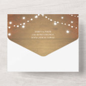 Rustic Wood String Lights White Lace All In One Uitnodiging (Achterkant)