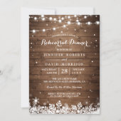 Rustic Wood String Lights Winter Rehearsal Dinner Kaart (Voorkant)