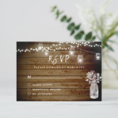 Rustic Wood String Lights Wood Mason RSVP Kaartje (Staand voorkant)