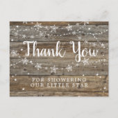 Rustic Wood String Stars Baby shower Dank u Briefkaart (Voorkant)