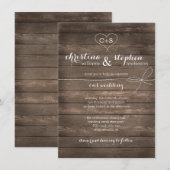 Rustic Wood Stropdas the Knot Wedding Invitation Kaart (Voorkant / Achterkant)