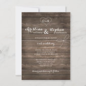 Rustic Wood Stropdas the Knot Wedding Invitation Kaart (Voorkant)