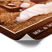 Rustic Wood Style Weddenfoto Poster (Hoek)