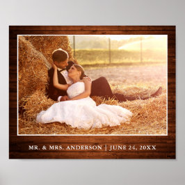 Rustic Wood Style Weddenfoto Poster
