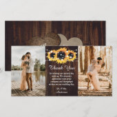 Rustic Wood Sunflower 2 Bedankkaart (Voorkant / Achterkant)