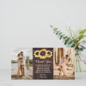Rustic Wood Sunflower 2 Bedankkaart (Staand voorkant)