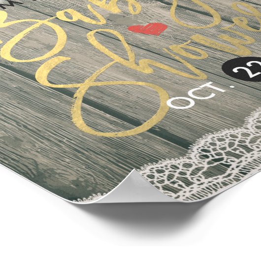 Rustic Wood Sunflower Baby shower Welkom Poster (Hoek)