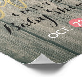 Rustic Wood Sunflower Baby shower Welkom Poster (Hoek)