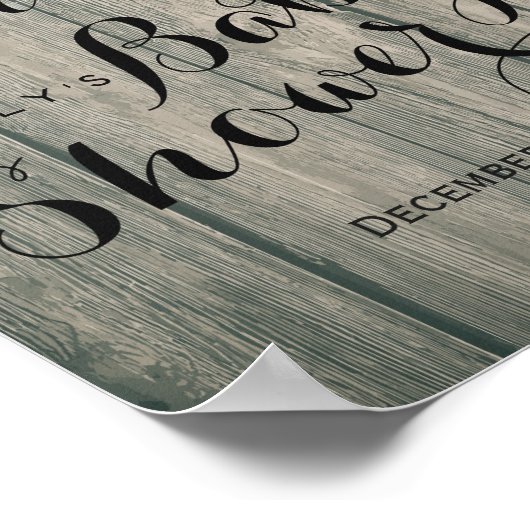 Rustic Wood Sunflower Baby shower Welkom Poster (Hoek)