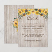 Rustic Wood Sunflower Barn Wedding Informatiekaartje (Voorkant / Achterkant)