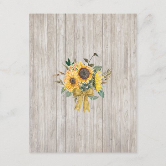Rustic Wood Sunflower Barn Wedding Informatiekaartje (Achterkant)