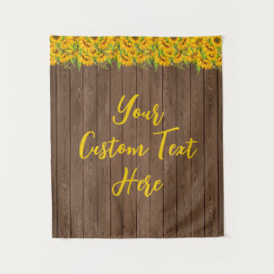 Rustic Wood Sunflower Birthday Backdrop Wandkleed