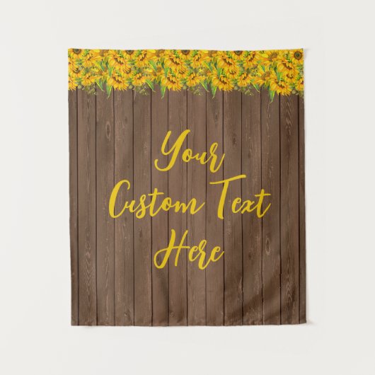 Rustic Wood Sunflower Birthday Backdrop Wandkleed (Voorkant)