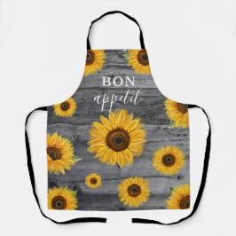 Rustic Wood Sunflower Bon Appetit Chef Schort