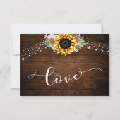 Rustic Wood Sunflower Bouquet & Lights Wedding RSVP Kaartje (Achterkant)