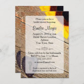 Rustic Wood Sunflower Bridal Shower Invitation Kaart (Voorkant / Achterkant)
