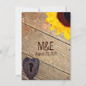 Rustic Wood Sunflower Bridal Shower Invitation Kaart (Achterkant)
