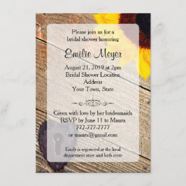 Rustic Wood Sunflower Bridal Shower Invitation Kaart