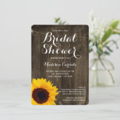 Rustic Wood Sunflower Bridal Shower Invitations Kaart (Staand voorkant)