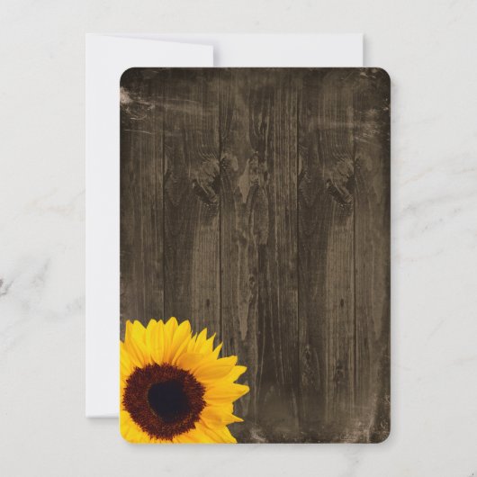 Rustic Wood Sunflower Bridal Shower Invitations Kaart (Achterkant)