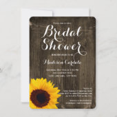 Rustic Wood Sunflower Bridal Shower Invitations Kaart (Voorkant)