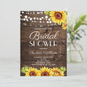 Rustic Wood Sunflower Bridal Shower Kaart (Staand voorkant)