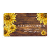 Rustic Wood Sunflower Bright Yellow Address Etiket (Voorkant)