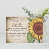 Rustic Wood & Sunflower Bruids Douche Uitnodiginge Kaart (Staand voorkant)