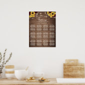 Rustic Wood Sunflower Burgundy Seating Chart Poster (Keuken)