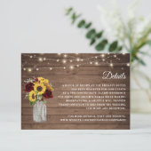 Rustic Wood Sunflower Burgundy Wedding Details Kaart (Staand voorkant)