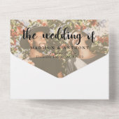 Rustic Wood Sunflower Calligraphy Photo Wedding All In One Uitnodiging (Achterkant)