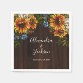 Rustic Wood Sunflower Country Wedding Napkin Servet (Voorkant)