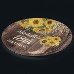 Rustic Wood Sunflower Cowboy Boots 18th Birthday Papieren Bordje<br><div class="desc">Robuust hout met felgele zonnebloemen,  cowboylaarzen en goudglitter-borden op het 18e verjaardagsfeestje,  op maat van jouw naam en leeftijd.</div>