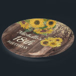 Rustic Wood Sunflower Cowboy Boots 18th Birthday Papieren Bordje<br><div class="desc">Robuust hout met felgele zonnebloemen,  cowboylaarzen en goudglitter-borden op het 18e verjaardagsfeestje,  op maat van jouw naam en leeftijd.</div>