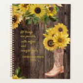 Rustic Wood Sunflower Cowgirl Boots Coffee Planner (Voorkant)