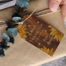 Rustic Wood Sunflower Dank u Vrijgezellenfeest Cadeaulabel