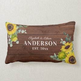 Rustic Wood Sunflower de heer Mrs Pas getrouwd Sie Kussen