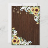 Rustic Wood Sunflower Dusty Blue Floral Wedding Kaart (Achterkant)