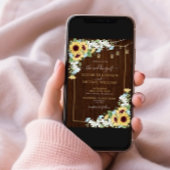 Rustic Wood Sunflower Dusty Blue Photo Wedding Kaart