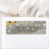Rustic Wood Sunflower Elegant Lace Wedding Address Etiket (Insitu)