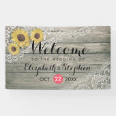 Rustic Wood Sunflower Elegant Lace Wedding Banner (Horizontaal)