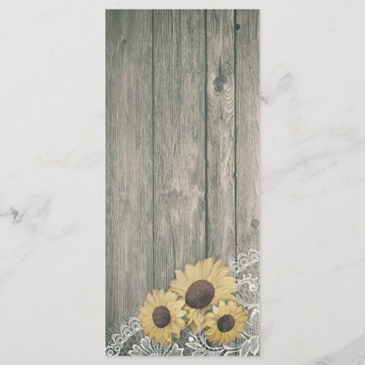 Rustic Wood Sunflower Elegant Lace Wedding Menu (Achterkant)