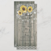 Rustic Wood Sunflower Elegant Lace Wedding Menu (Voorkant / Achterkant)