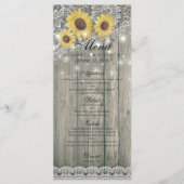 Rustic Wood Sunflower Elegant Lace Wedding Menu (Voorkant)