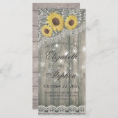 Rustic Wood Sunflower Elegant Lace Wedding Program Programmakaart (Voorkant / Achterkant)